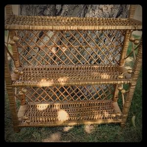 Vintage wicker gold-painted Shelf
